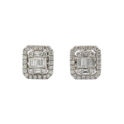 Boucles d'oreilles Puces en or blanc et diamants - Castafiore