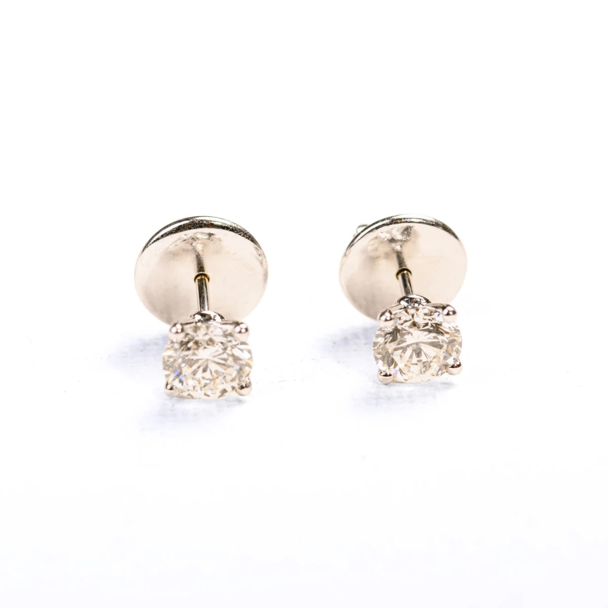 Boucles d'oreilles puces en or blanc et diamants - Castafiore