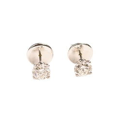 Boucles d'oreilles puces en or blanc et diamants - Castafiore
