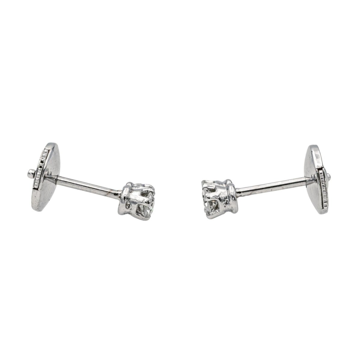 Boucles d'oreilles Puces en or blanc et diamants - Castafiore