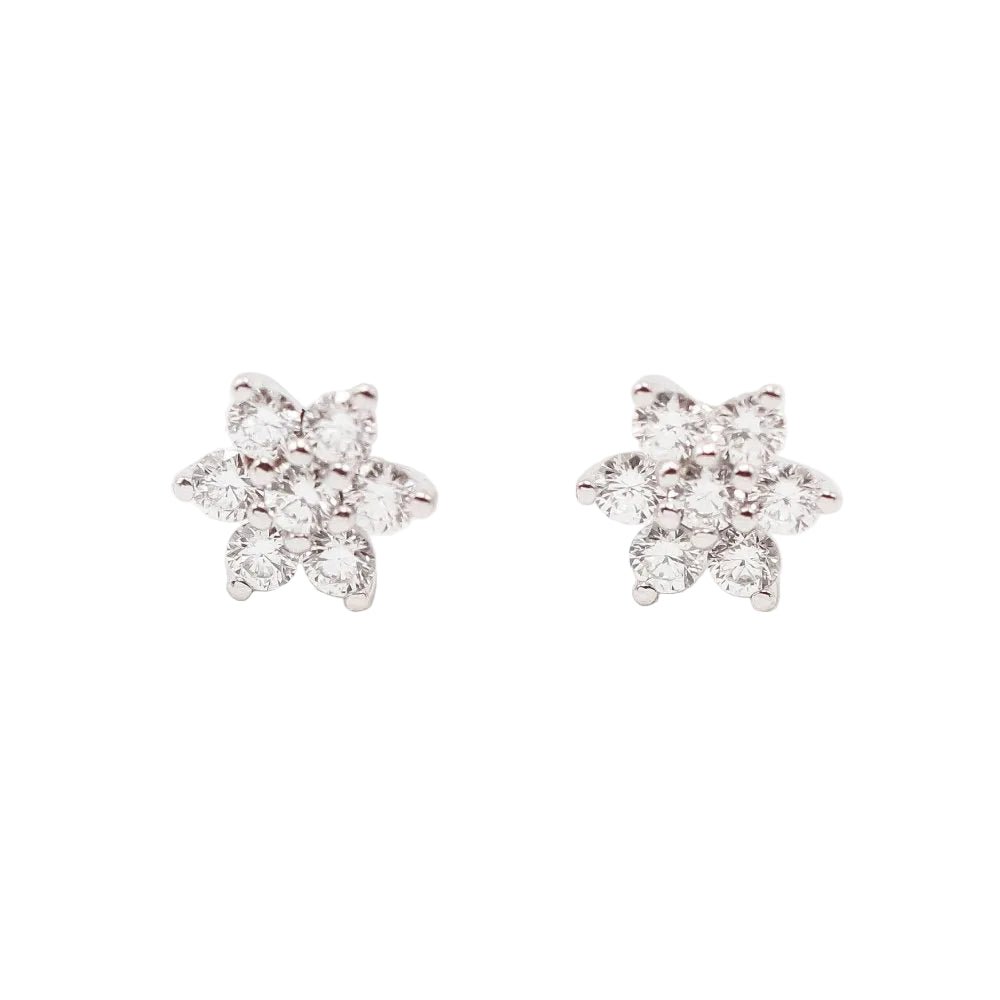 Boucles d'oreilles Puces en or blanc et diamants - Castafiore