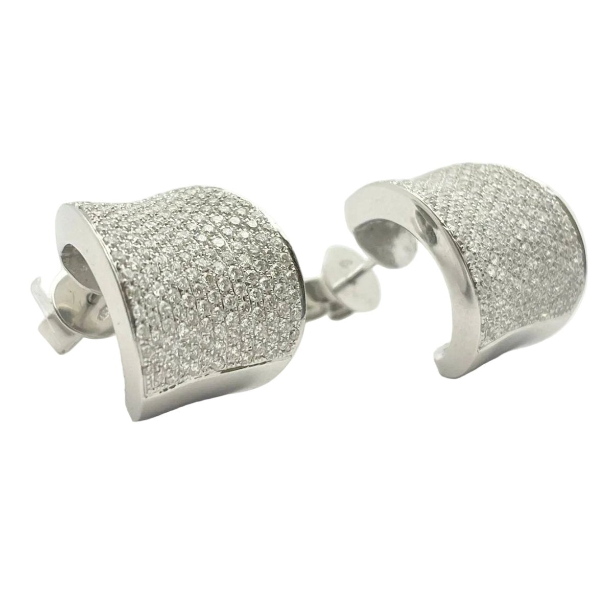 Boucles d'oreilles Puces en or blanc et diamants - Castafiore