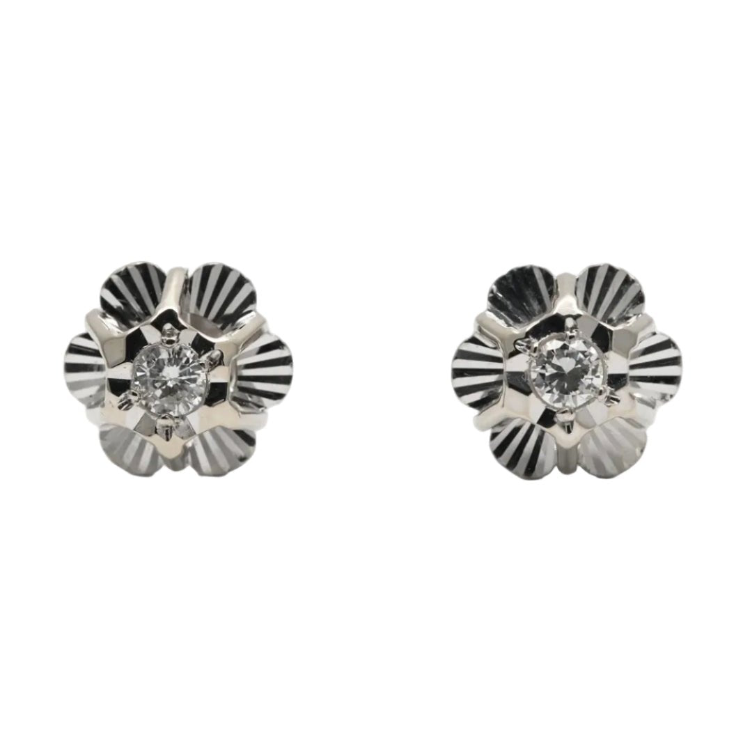 Boucles d'oreilles Puces en or blanc et diamants - Castafiore