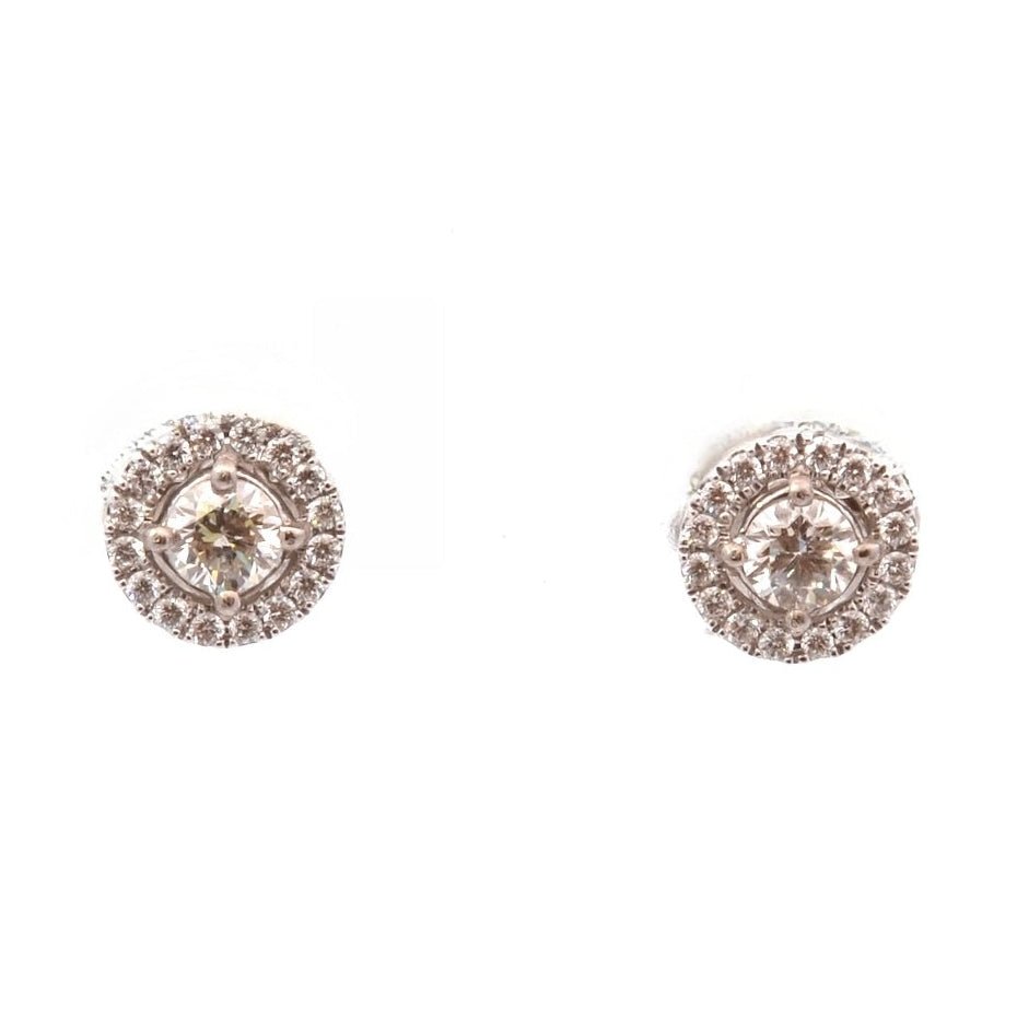 Boucles d'oreilles Puces en or blanc et diamants - Castafiore