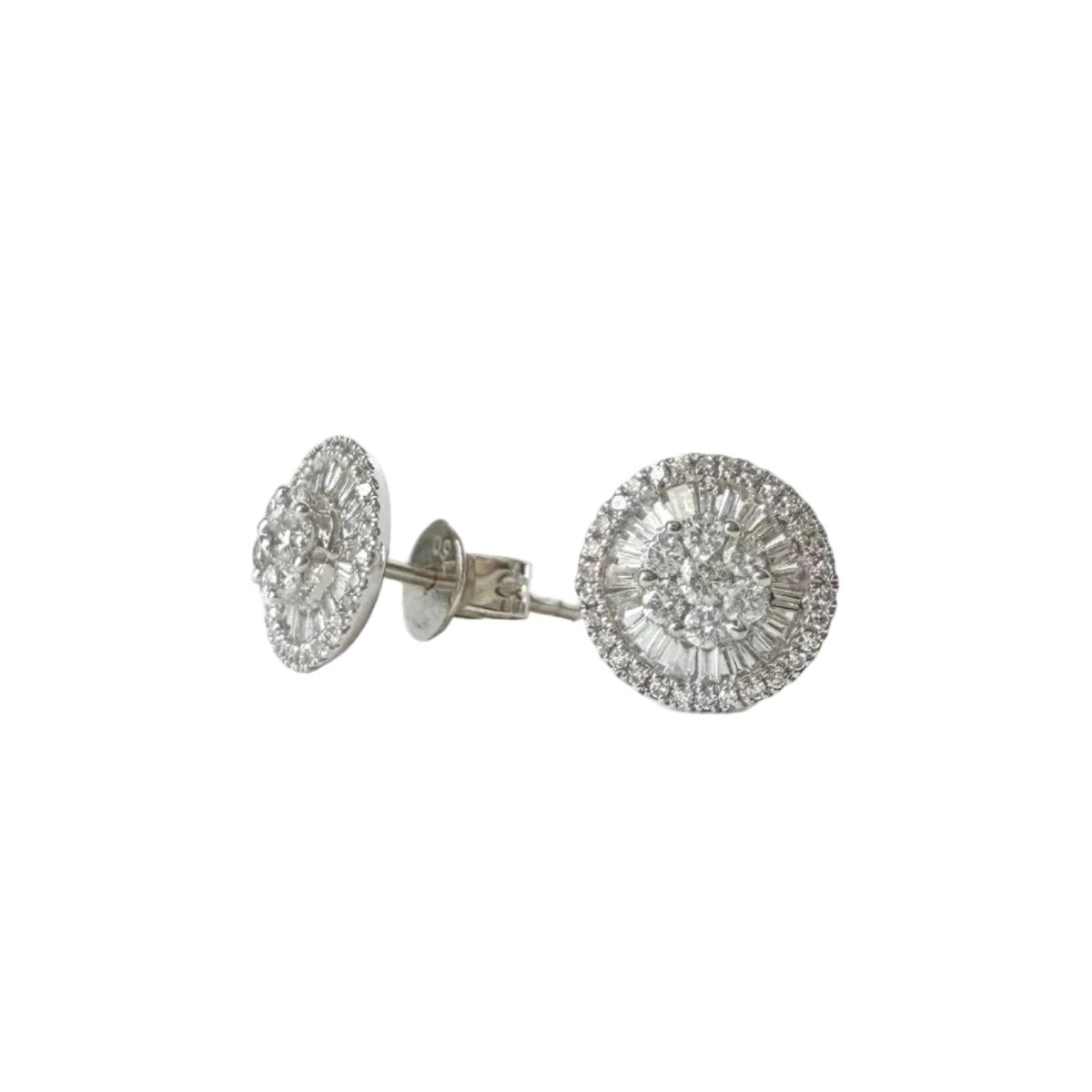 Boucles d'oreilles Puces en or blanc et diamants - Castafiore