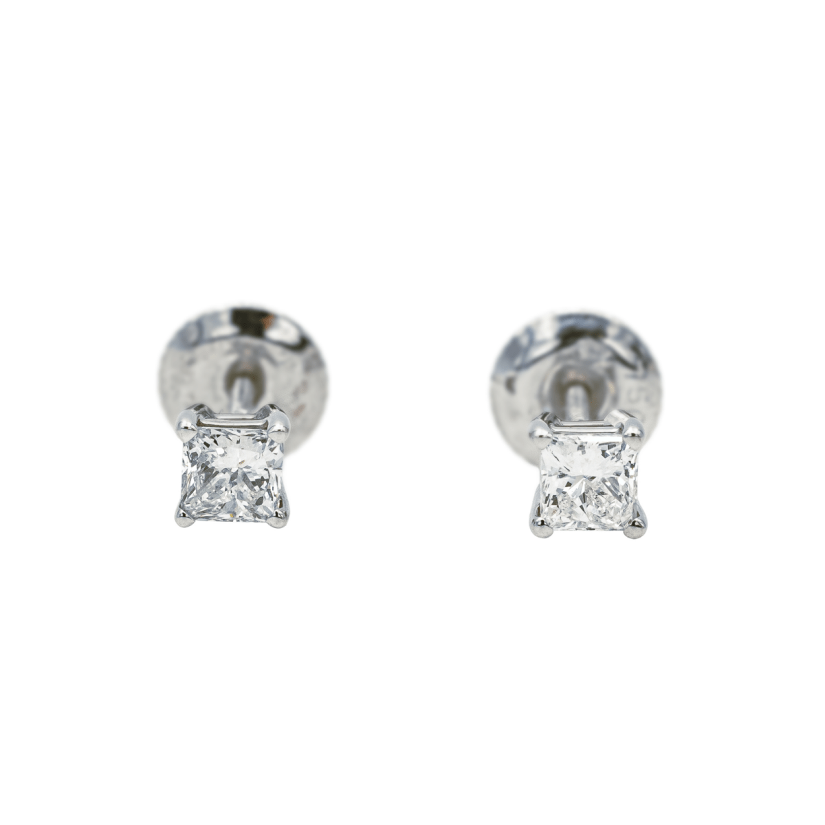 Boucles d'oreilles Puces en or blanc et diamants - Castafiore