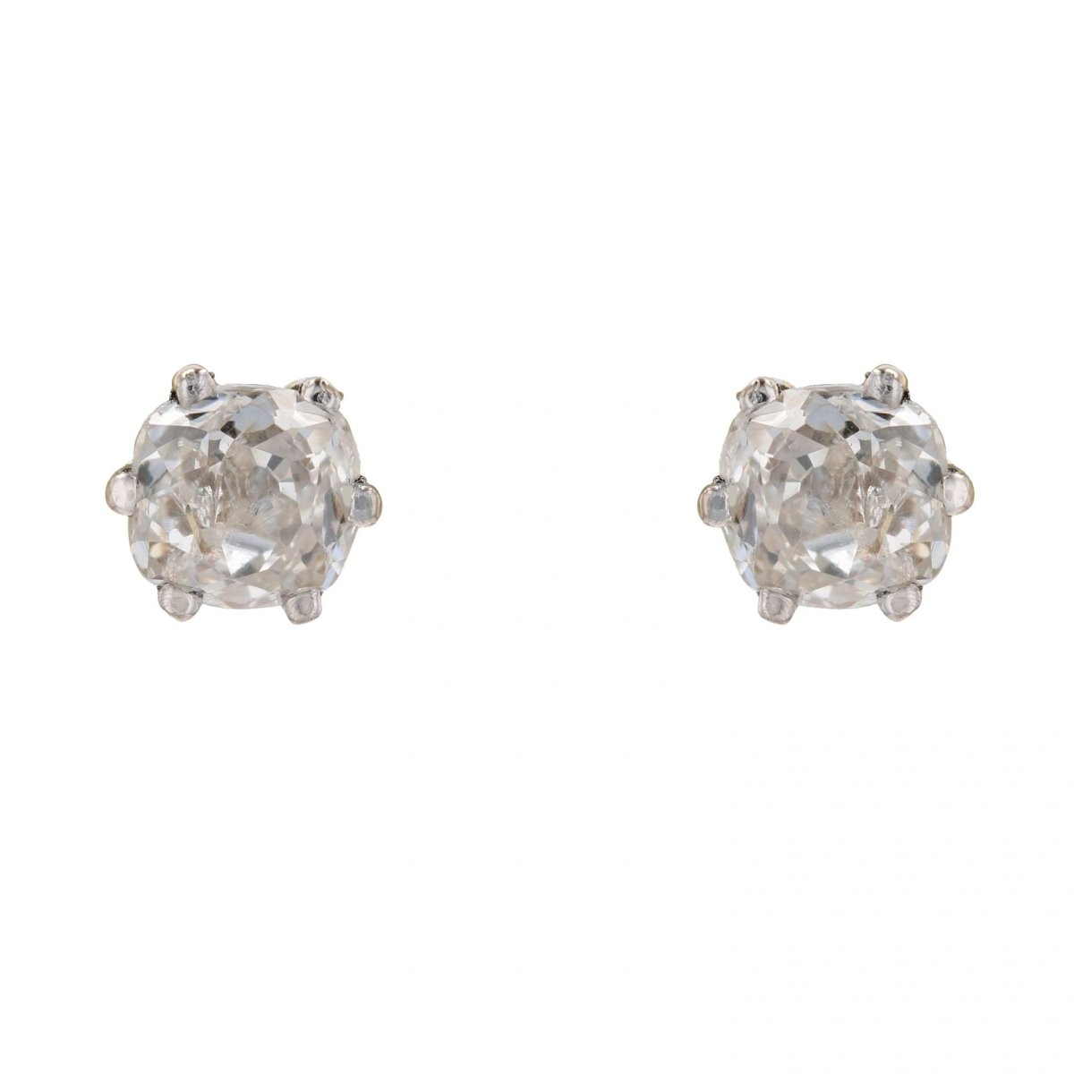 Boucles d'oreilles Puces en or blanc et diamants - Castafiore