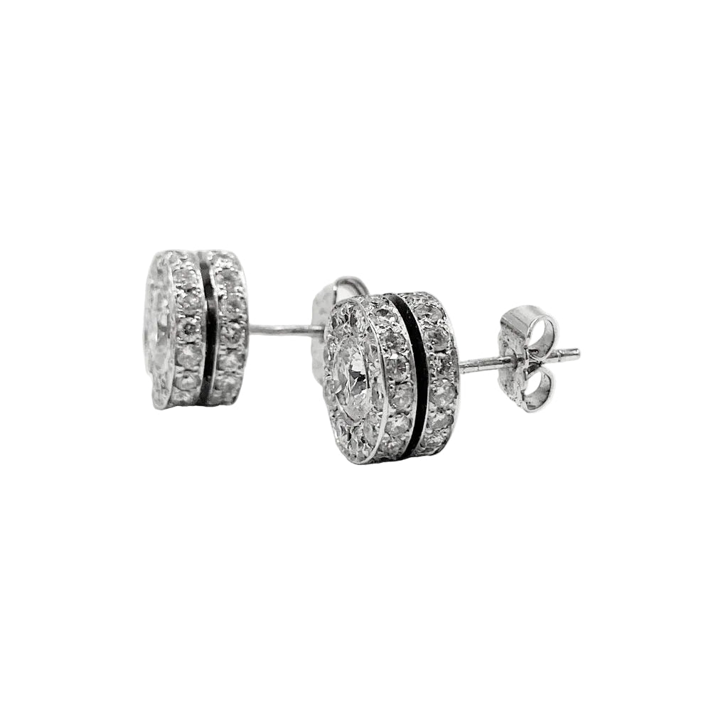 Boucles d'oreilles Puces en or blanc et diamants - Castafiore