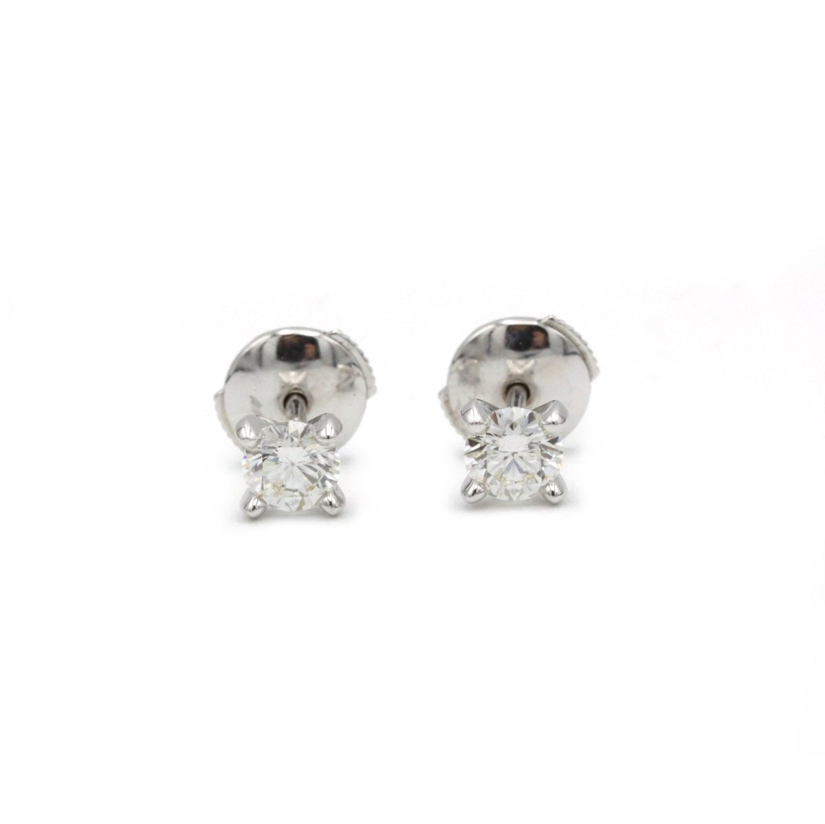 Boucles d'oreilles Puces en or blanc et diamants - Castafiore
