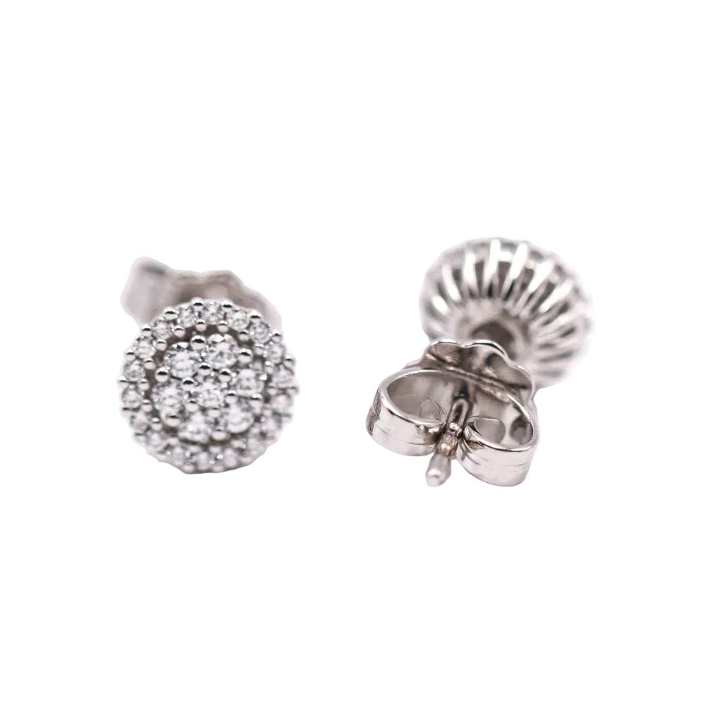 Boucles d'oreilles Puces en or blanc et diamants - Castafiore