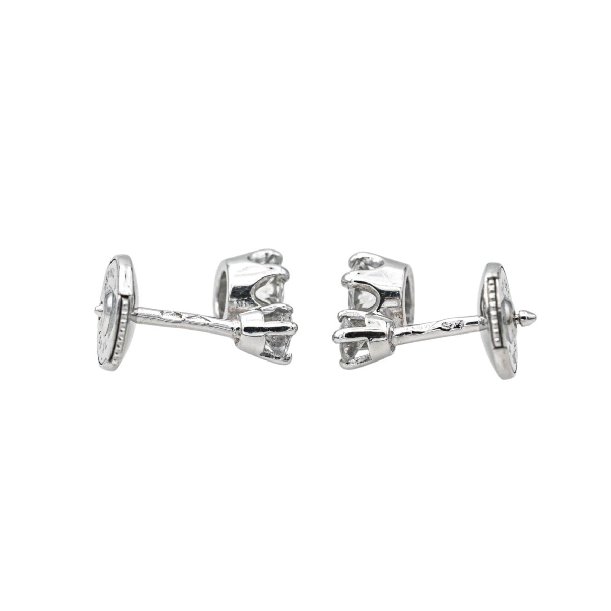 Boucles d'oreilles Puces en or blanc et diamants - Castafiore