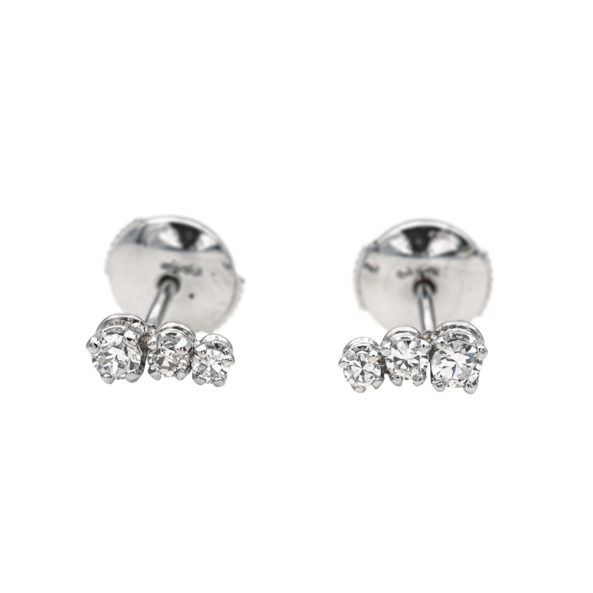 Boucles d'oreilles Puces en or blanc et diamants - Castafiore