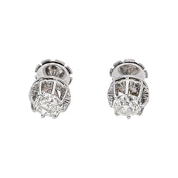 Boucles d'oreilles Puces en or blanc et diamants - Castafiore