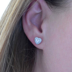 Boucles d'oreilles Puces en or blanc et diamants - Castafiore