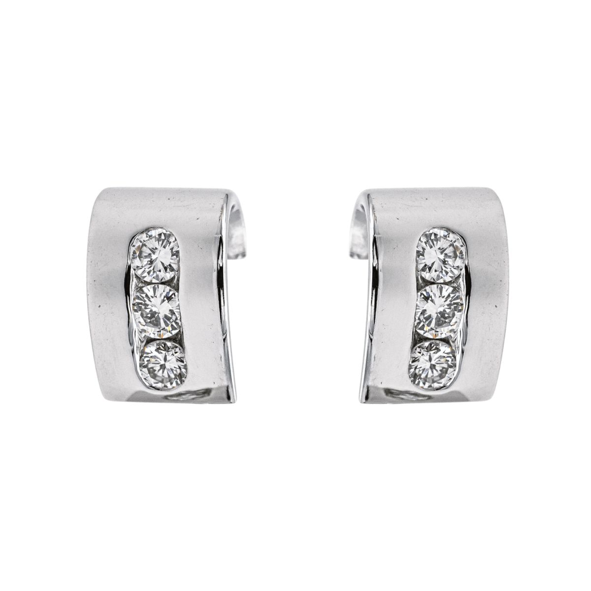 Boucles d'oreilles Puces en or blanc et diamants - Castafiore