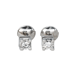 Boucles d'oreilles Puces en or blanc et diamants - Castafiore