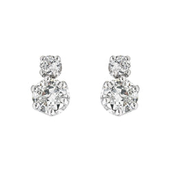 Boucles d'oreilles Puces en or blanc et diamants - Castafiore