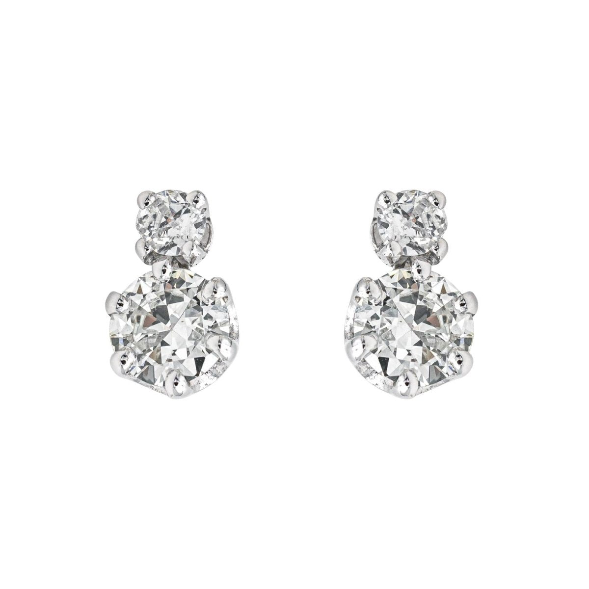 Boucles d'oreilles Puces en or blanc et diamants - Castafiore