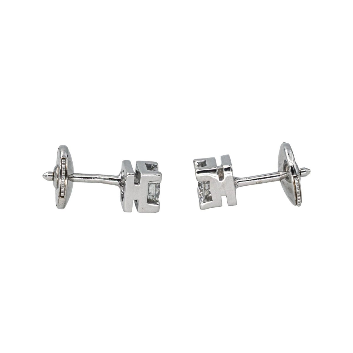 Boucles d'oreilles Puces en or blanc et diamants - Castafiore