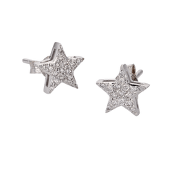 Boucles d'oreilles Puces en or blanc et diamants - Castafiore