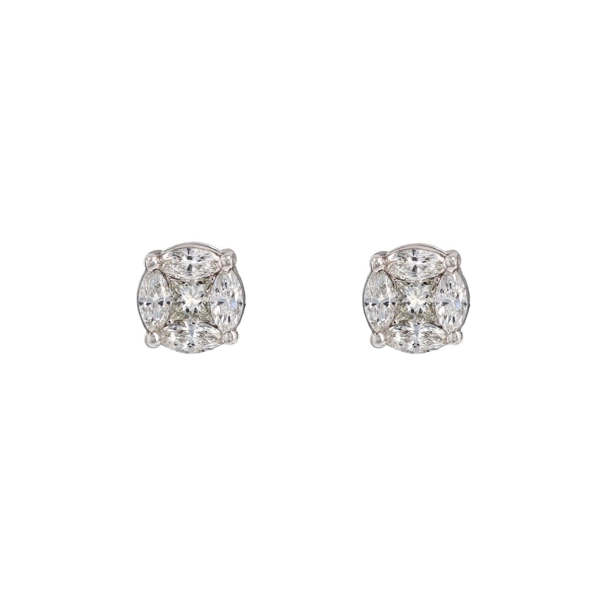 Boucles d'oreilles Puces en or blanc et diamants - Castafiore