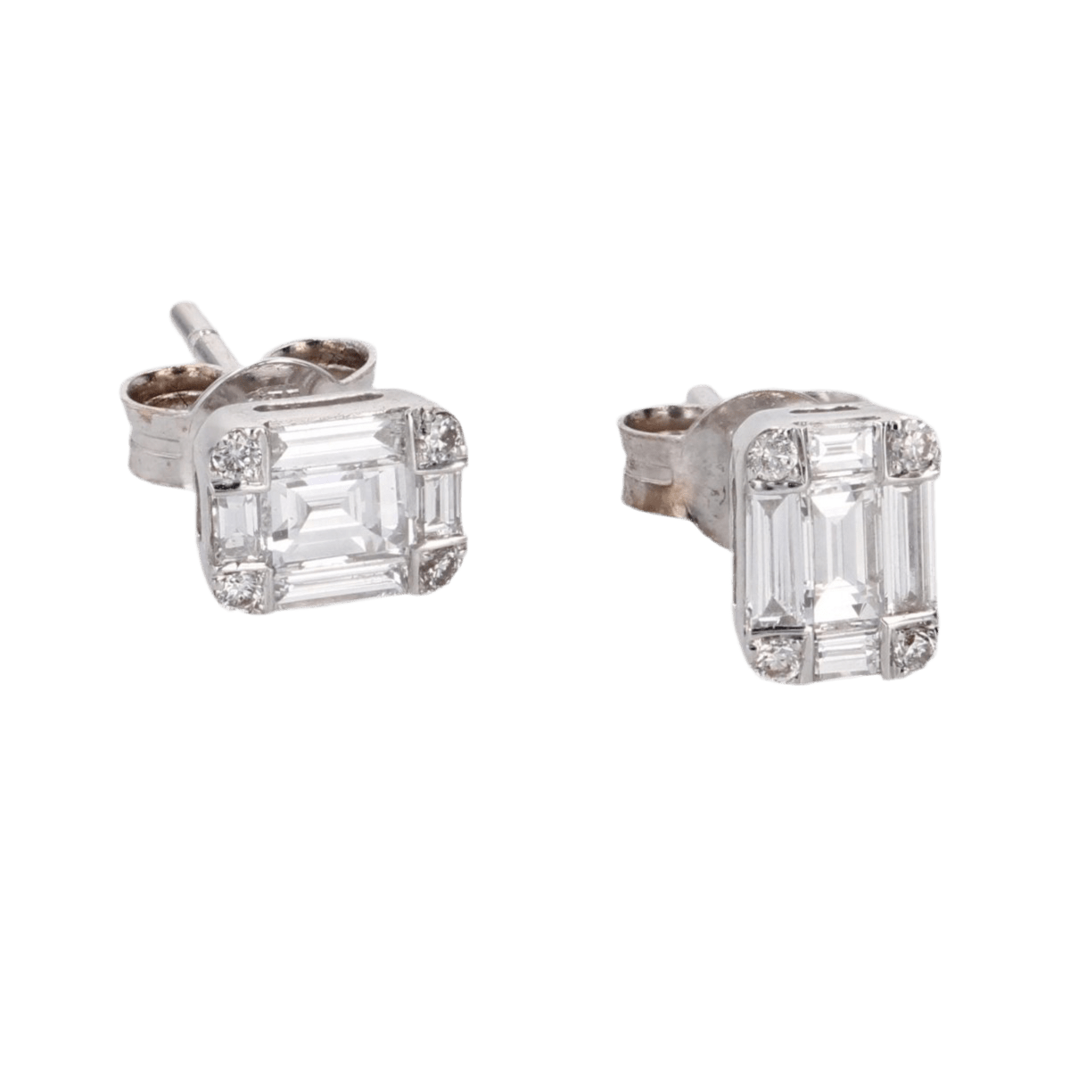 Boucles d'oreilles Puces en or blanc et diamants - Castafiore