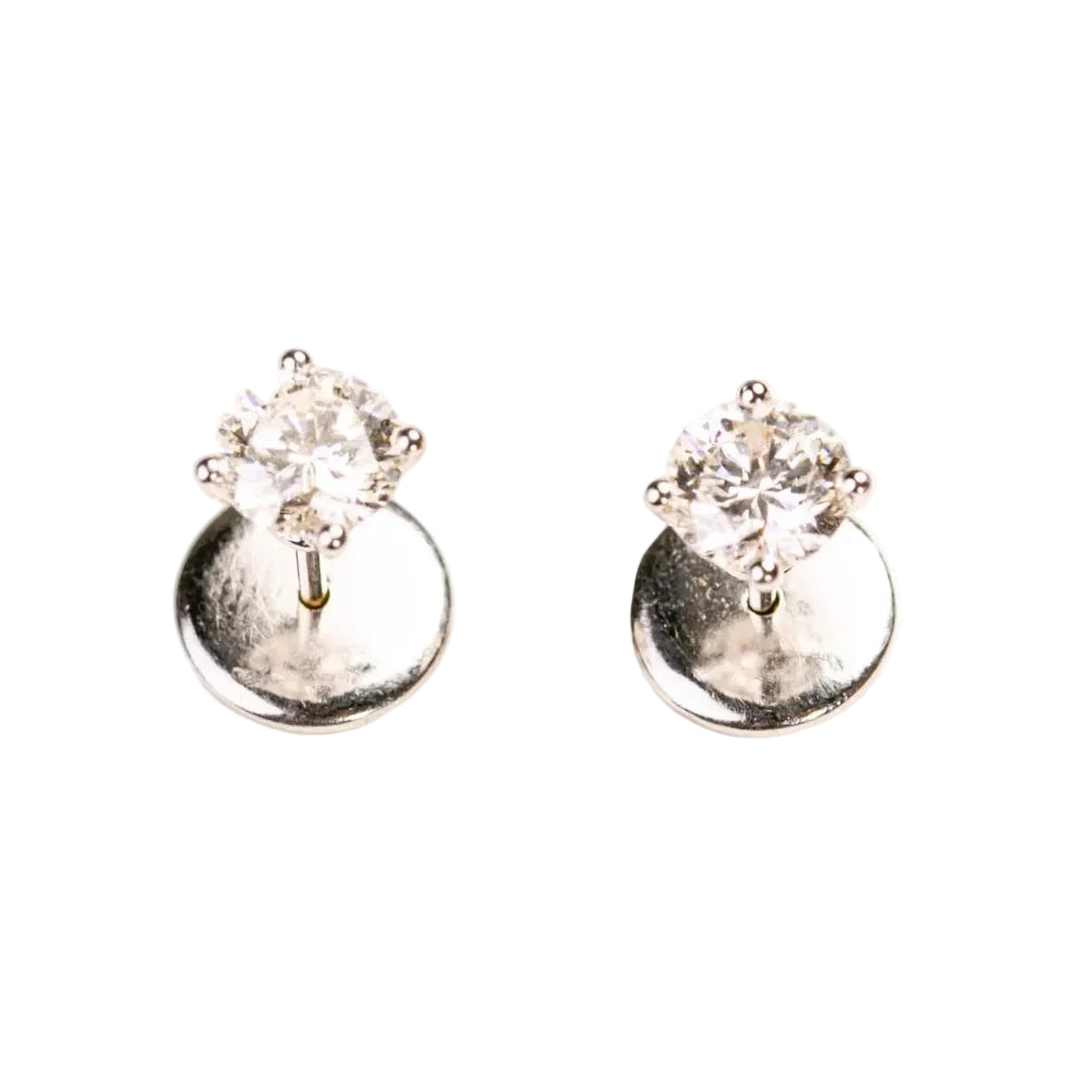 Boucles d'oreilles puces en or blanc et diamants - Castafiore
