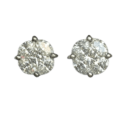 Boucles d'oreilles Puces en or blanc et diamants - Castafiore