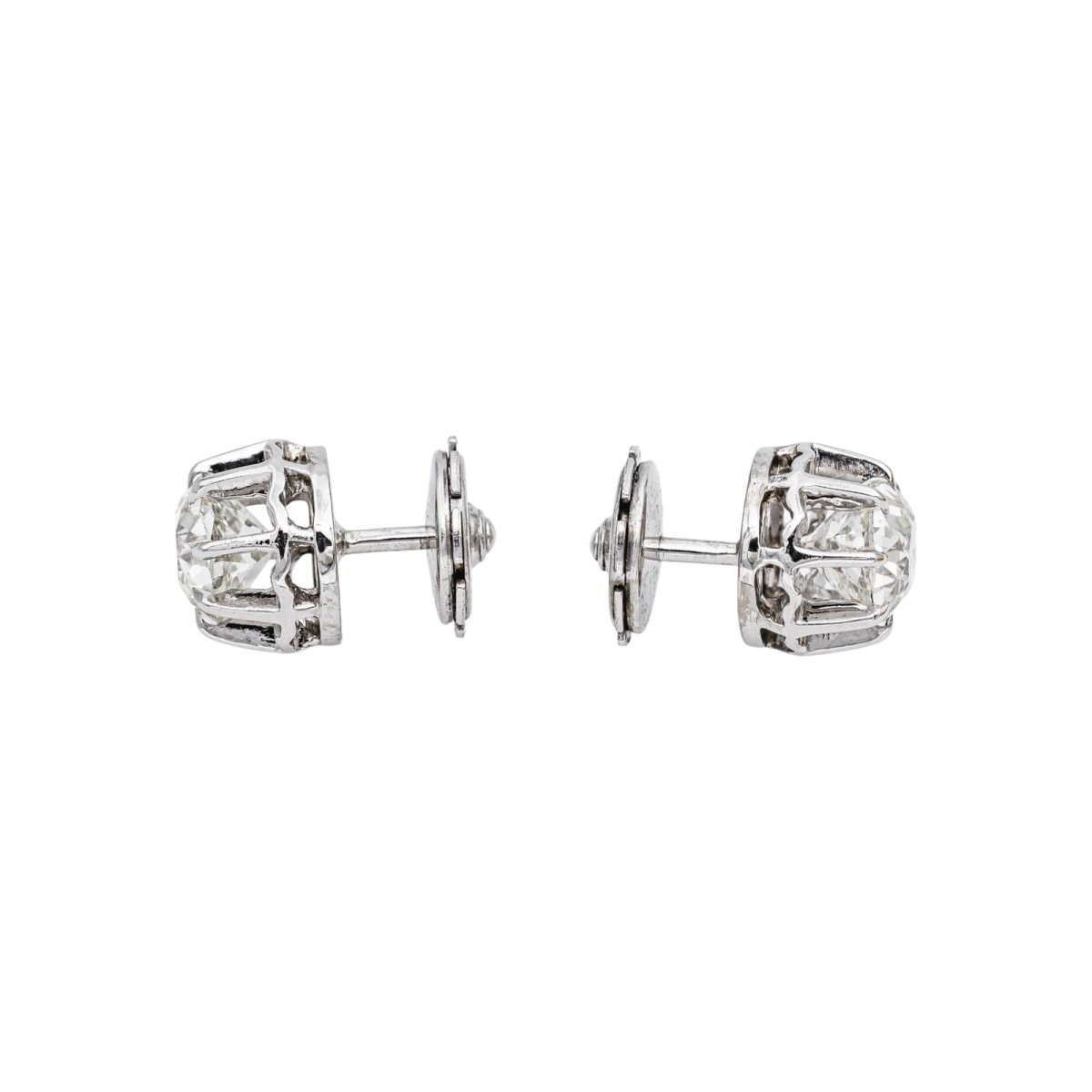 Boucles d'oreilles Puces en or blanc et diamants - Castafiore