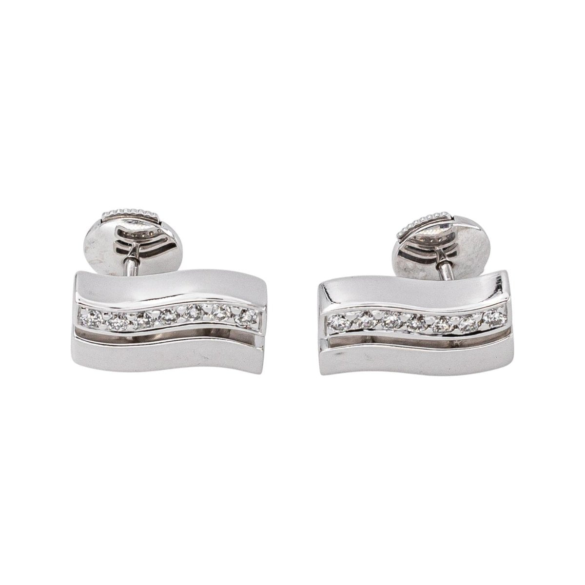 Boucles d'oreilles Puces en or blanc et diamants - Castafiore