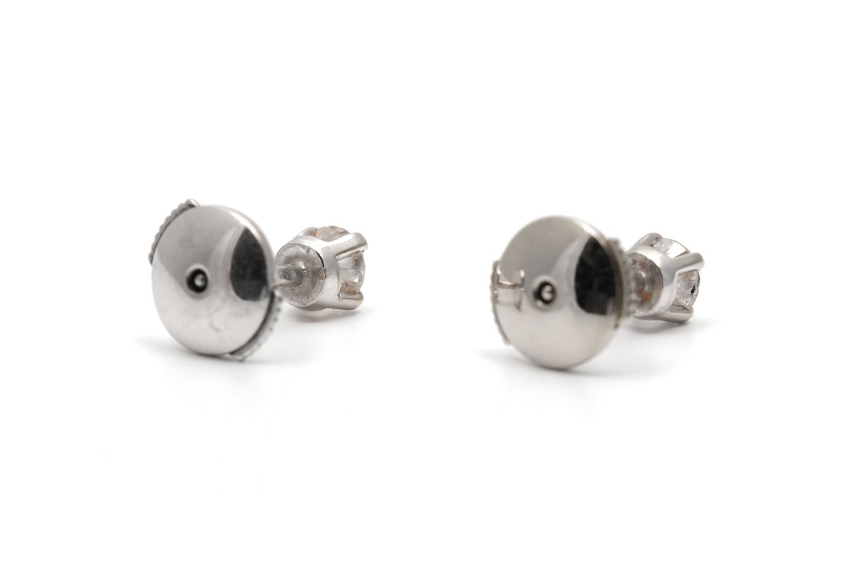Boucles d'oreilles Puces en or blanc et diamants - Castafiore