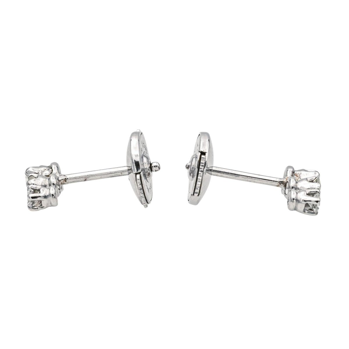 Boucles d'oreilles Puces en or blanc et diamants - Castafiore