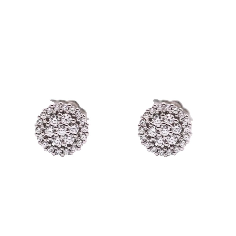 Boucles d'oreilles Puces en or blanc et diamants - Castafiore