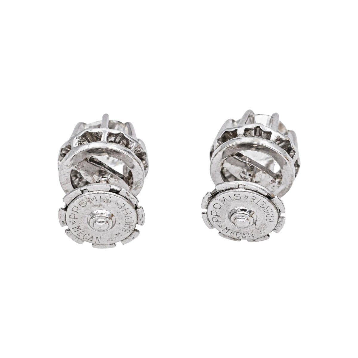 Boucles d'oreilles Puces en or blanc et diamants - Castafiore