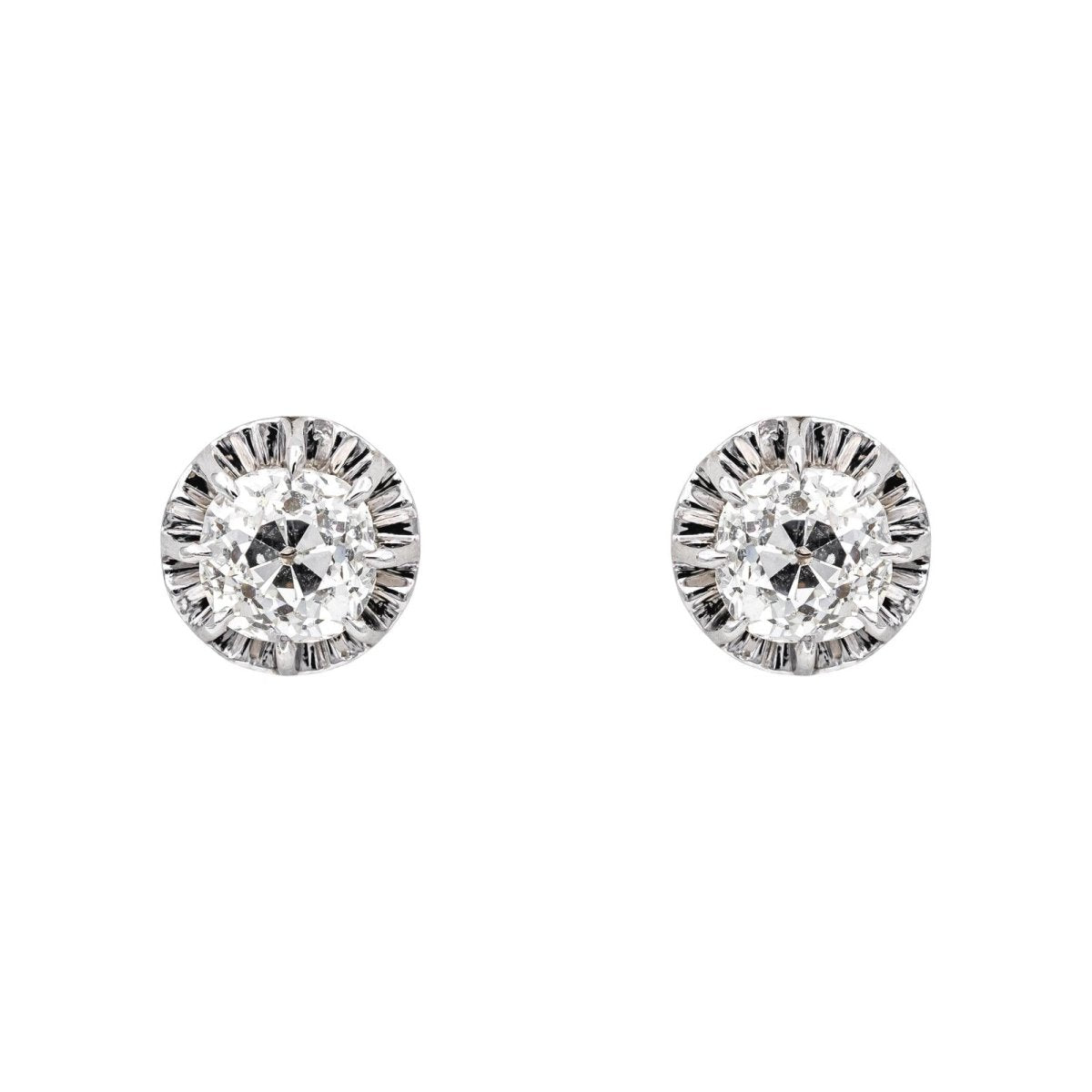 Boucles d'oreilles Puces en or blanc et diamants - Castafiore