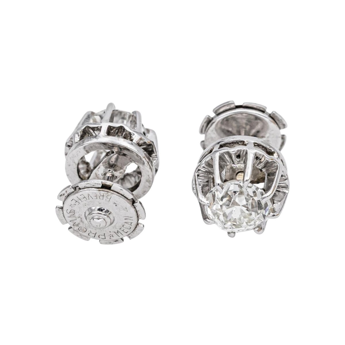 Boucles d'oreilles Puces en or blanc et diamants - Castafiore