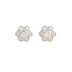 Boucles d'oreilles Puces en or blanc et diamants - Castafiore