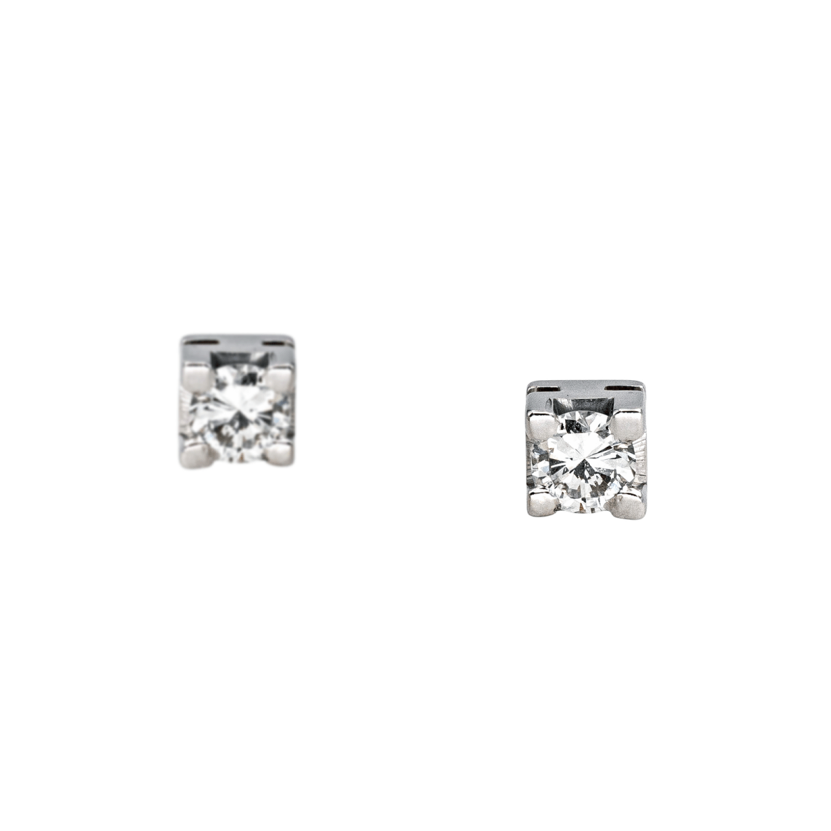 Boucles d'oreilles Puces en or blanc et diamants - Castafiore