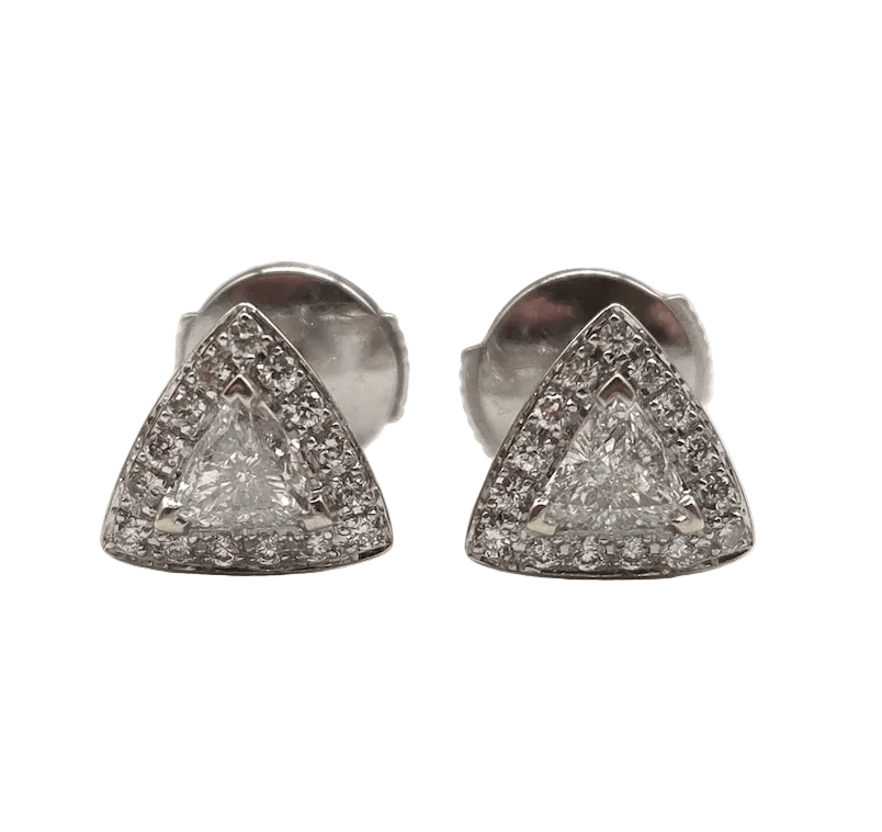 Boucles d'oreilles Puces en or blanc et diamants - Castafiore