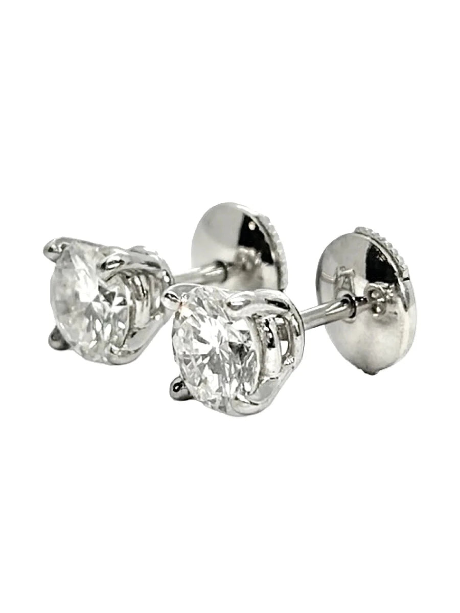Boucles d'oreilles Puces en or blanc et diamants - Castafiore