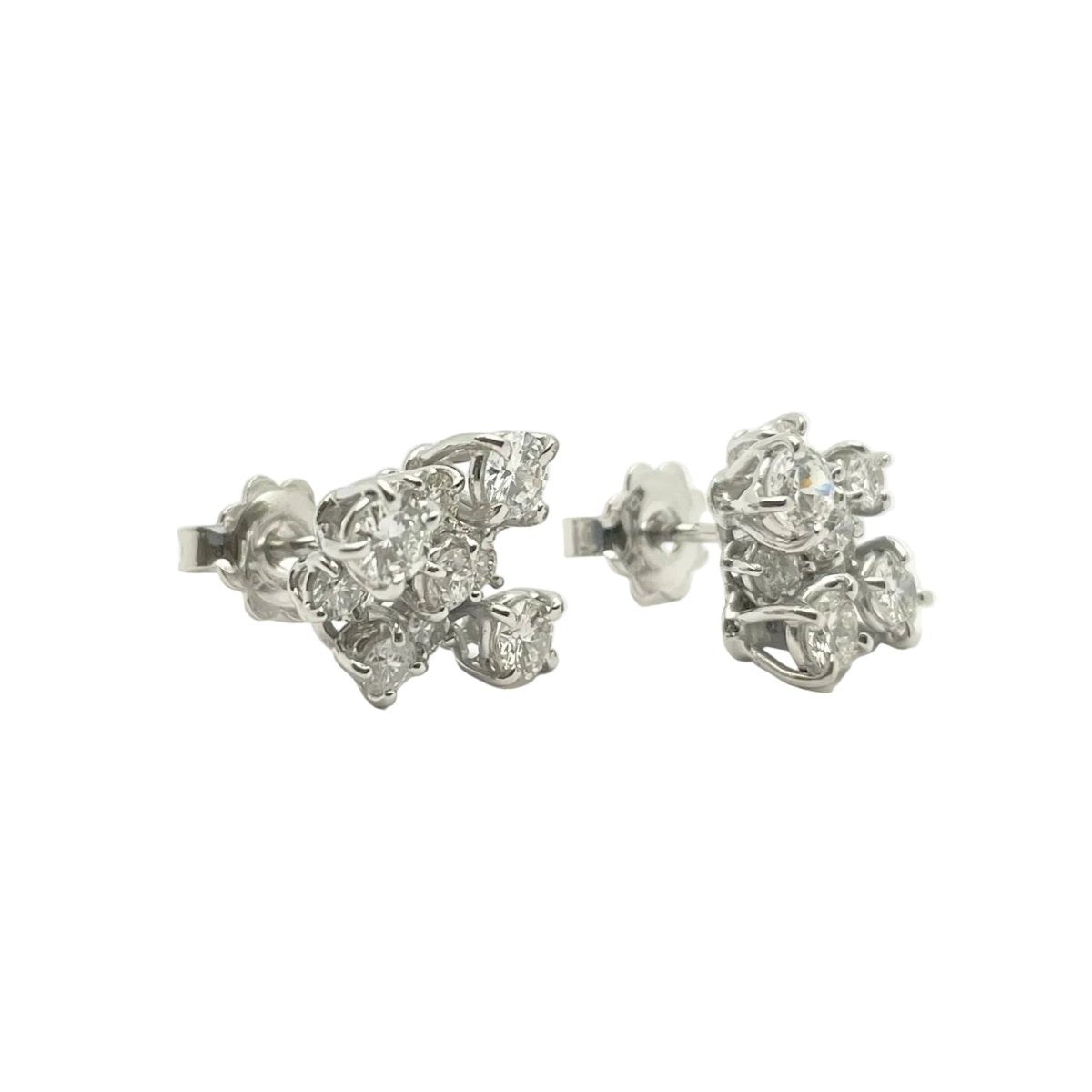 Boucles d'oreilles Puces en or blanc et diamants - Castafiore
