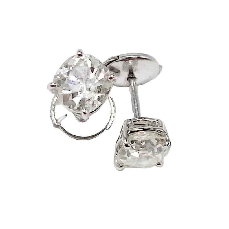 Boucles d'oreilles Puces en or blanc et diamants - Castafiore
