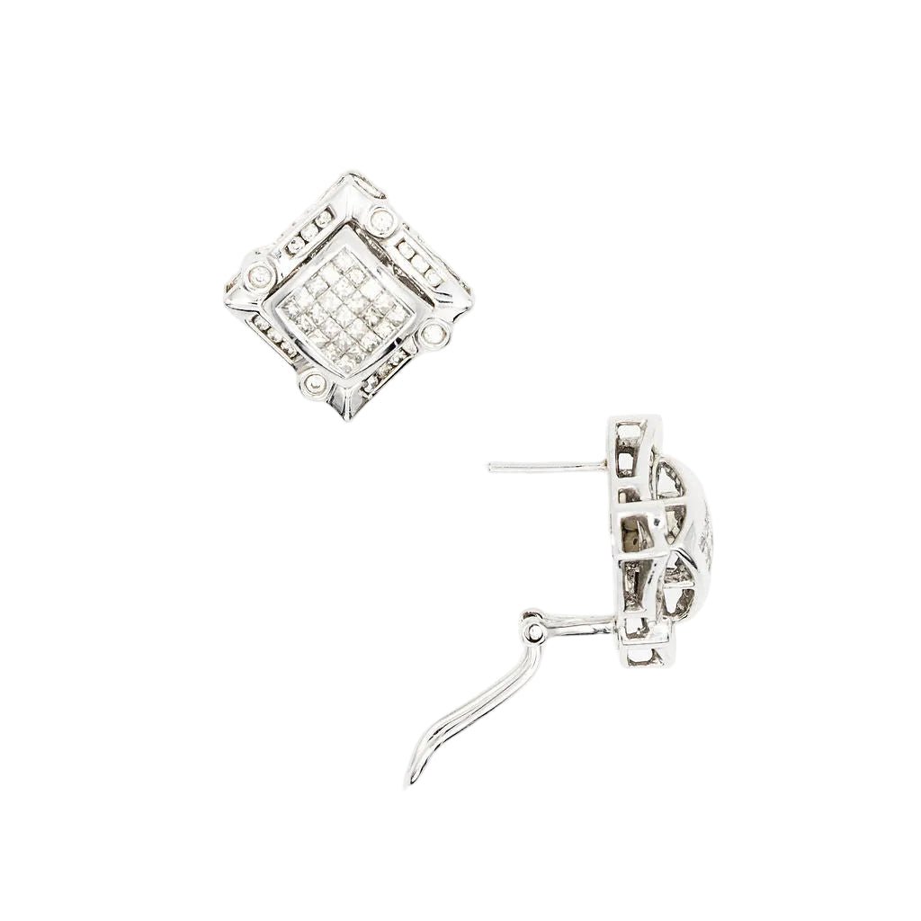 Boucles d'oreilles Puces en or blanc et diamants - Castafiore
