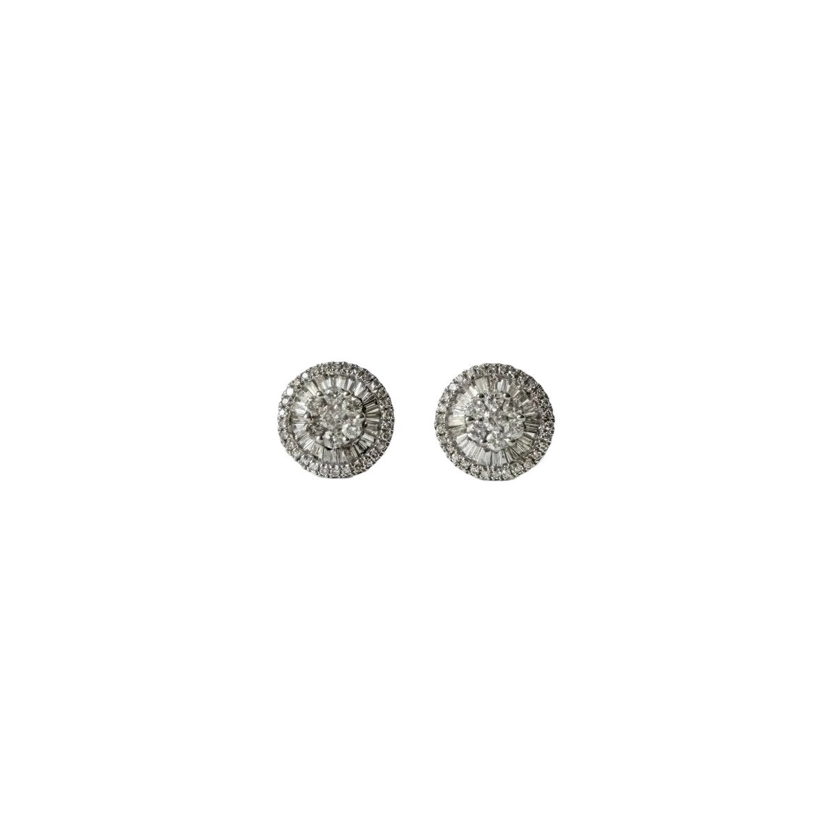 Boucles d'oreilles Puces en or blanc et diamants - Castafiore