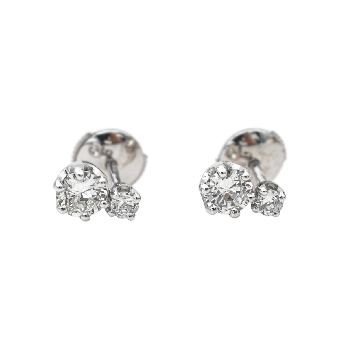 Boucles d'oreilles Puces en or blanc et diamants - Castafiore
