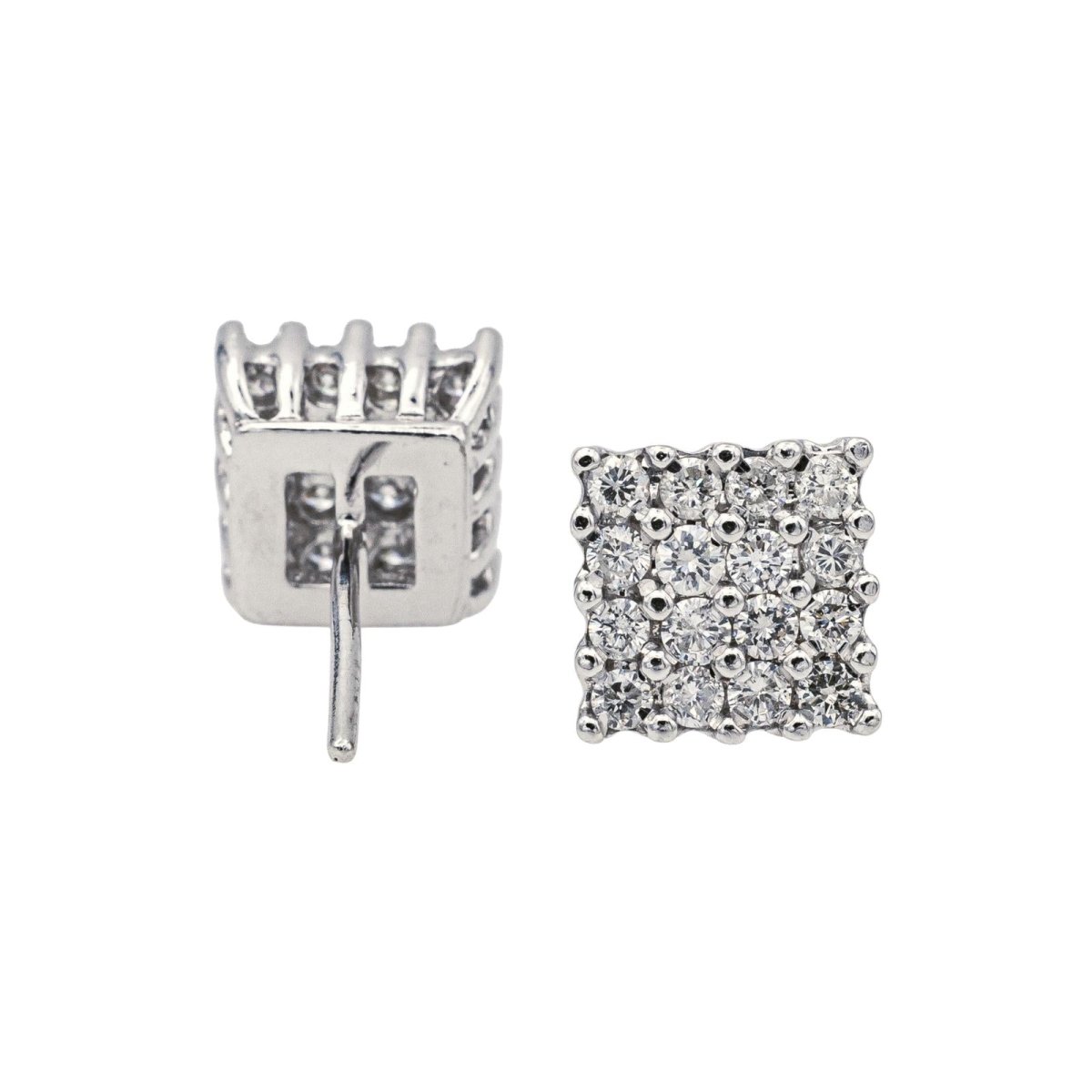 Boucles d'oreilles Puces en or blanc et diamants - Castafiore