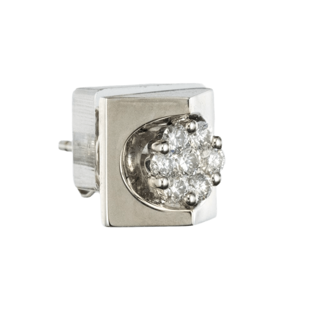 Boucles d'oreilles Puces en or blanc et diamants - Castafiore