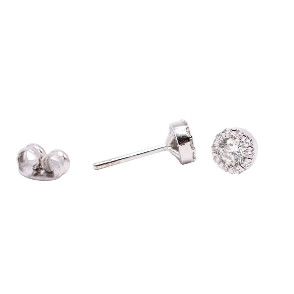 Boucles d'oreilles Puces en or blanc et diamants - Castafiore
