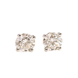 Boucles d'oreilles puces en or blanc et diamants - Castafiore