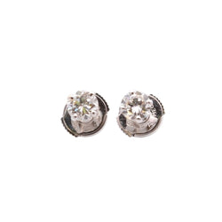 Boucles d'oreilles Puces en or blanc et diamants - Castafiore